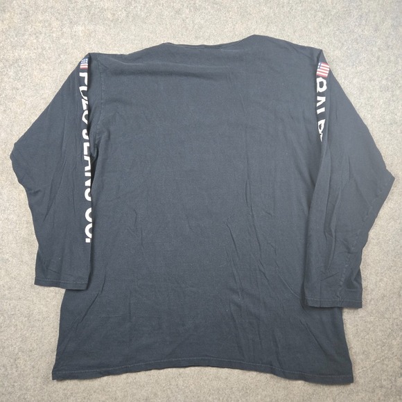 VTG Y2K Polo Ralph Lauren T-Shirt Mens XL Blue Long Sleeve Spellout Flag Skater - Picture 4 of 7